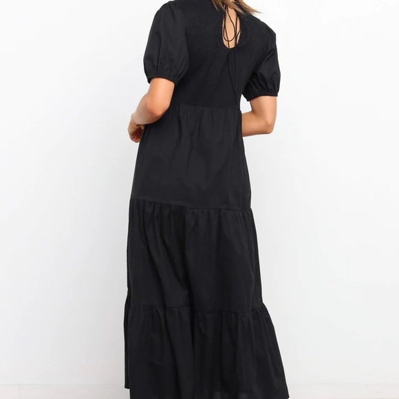 Black shirred midi dress - Picture 2 of 6
